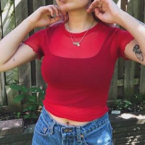 Forever21 Red Mesh T-Shirt